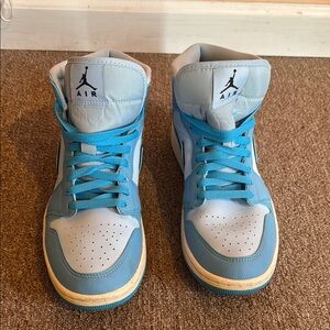 Air Jordan High-Top Sneakers in Blue and White